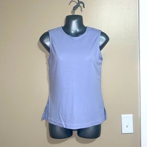 Ann Taylor Eyelet Lace Back, Peplum-Flared Baby Blue Shell Tank, Size XSP